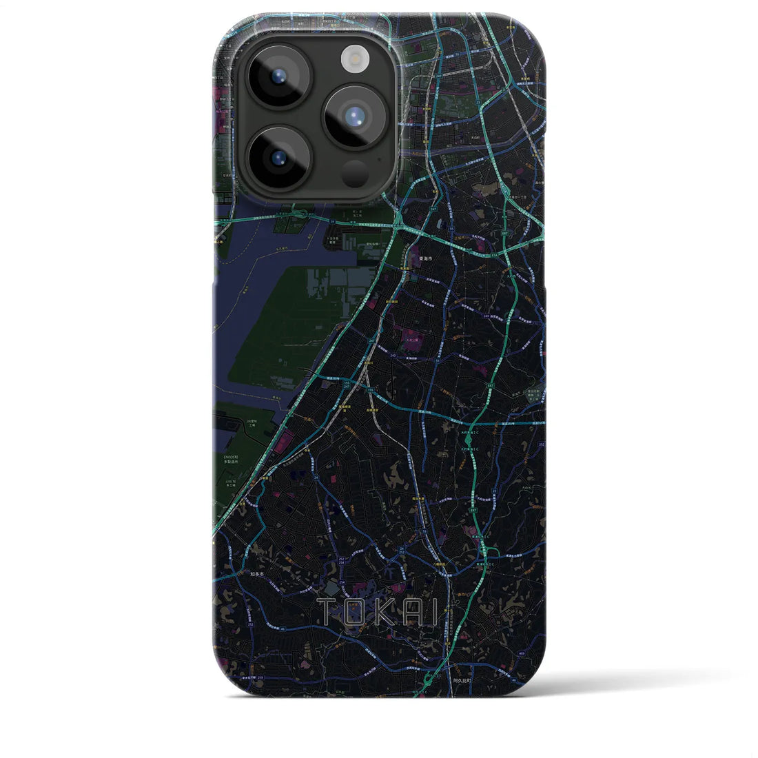 【東海】地図柄iPhoneケース（バックカバータイプ・ブラック）iPhone 15 Pro Max 用