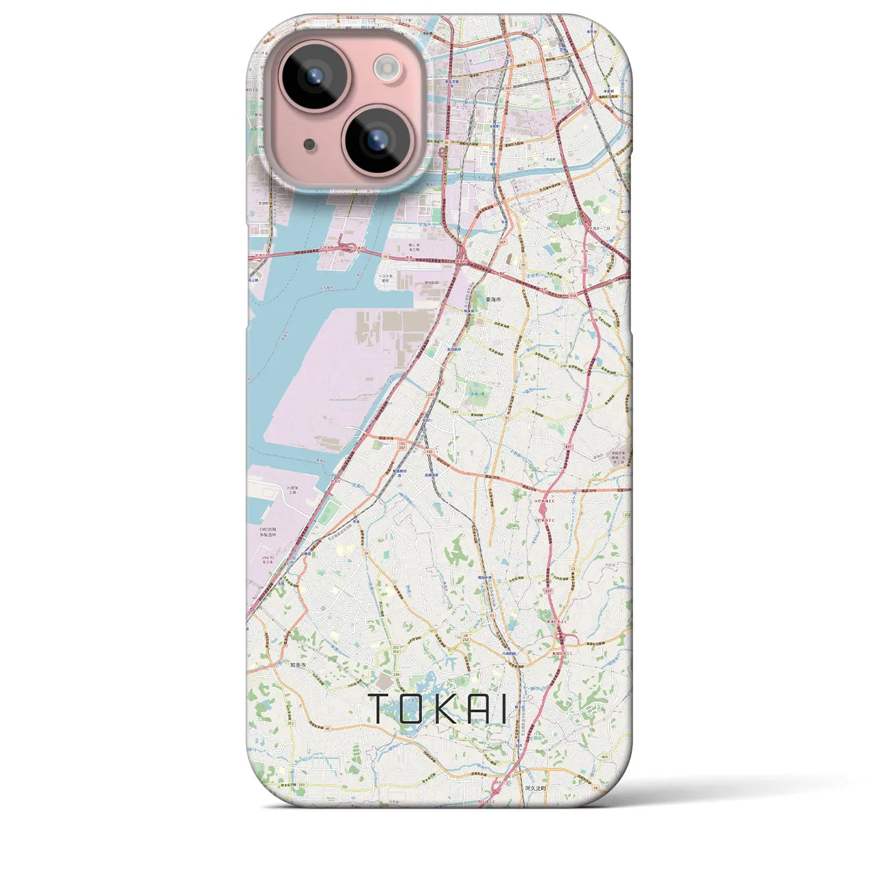 【東海】地図柄iPhoneケース（バックカバータイプ・ナチュラル）iPhone 15 Plus 用