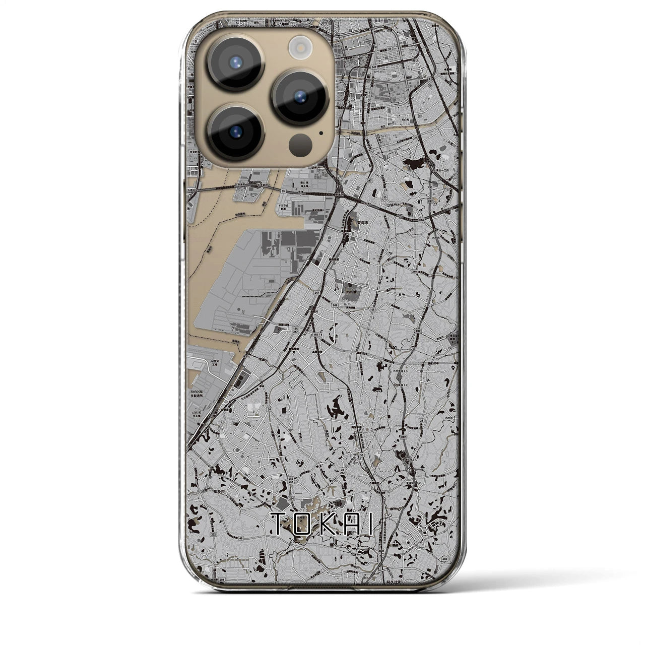 【東海】地図柄iPhoneケース（クリアタイプ・モノトーン）iPhone 14 Pro Max 用