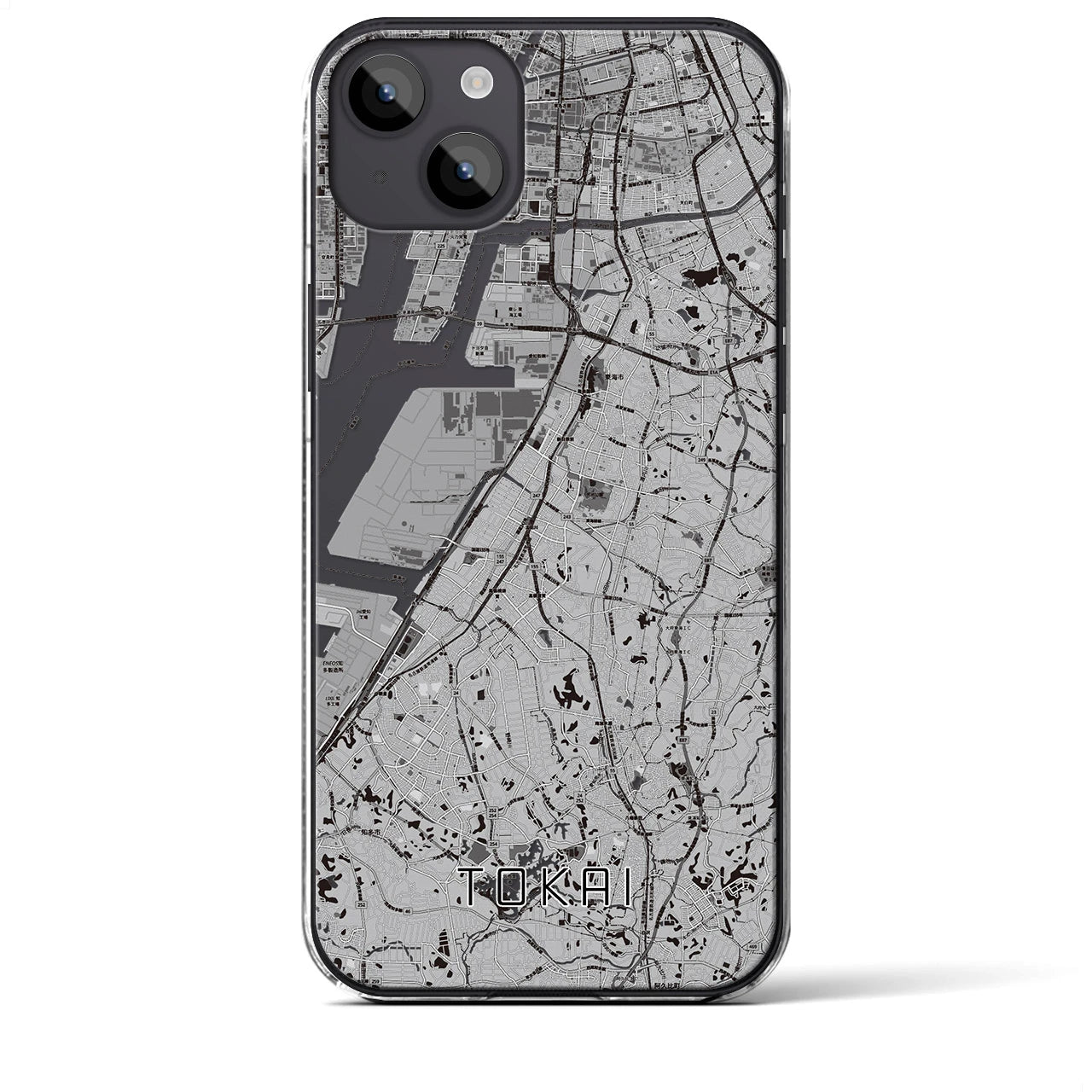 【東海】地図柄iPhoneケース（クリアタイプ・モノトーン）iPhone 14 Plus 用