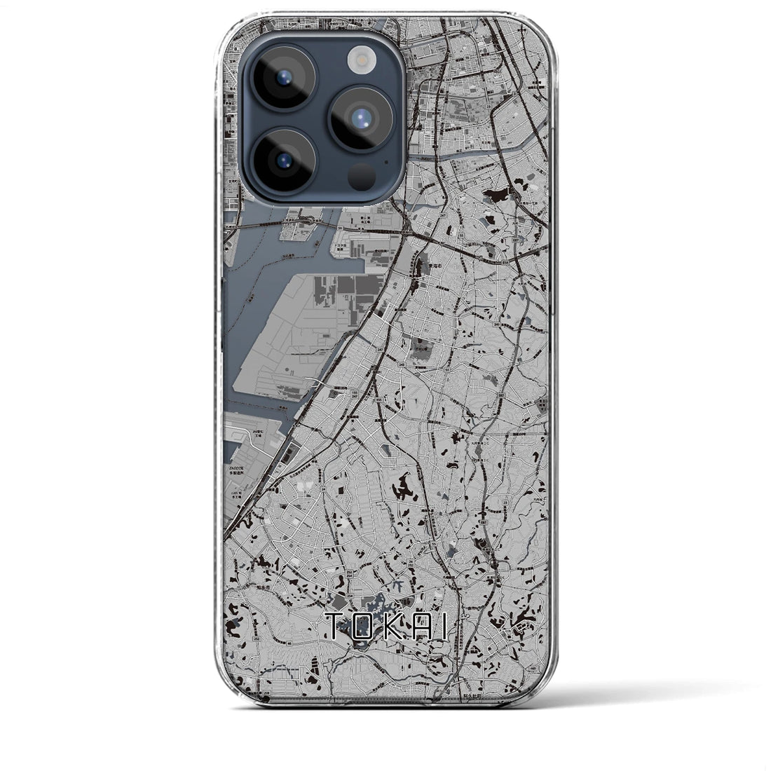 【東海】地図柄iPhoneケース（クリアタイプ・モノトーン）iPhone 15 Pro Max 用