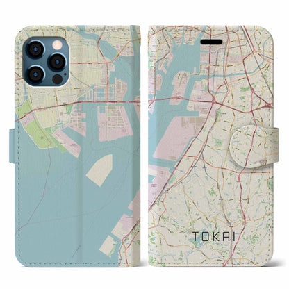 【東海（愛知県）】地図柄iPhoneケース（手帳タイプ）ナチュラル・iPhone 12 / 12 Pro 用