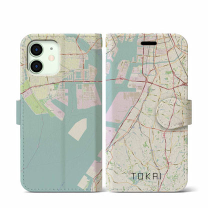 【東海（愛知県）】地図柄iPhoneケース（手帳タイプ）ナチュラル・iPhone 12 mini 用