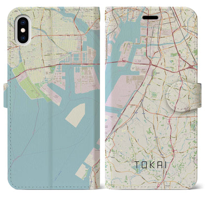 【東海（愛知県）】地図柄iPhoneケース（手帳タイプ）ナチュラル・iPhone XS Max 用