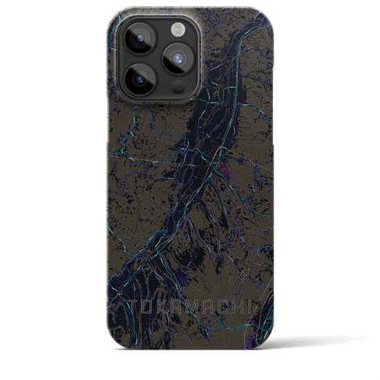 【十日町】地図柄iPhoneケース（バックカバータイプ・ブラック）iPhone 15 Pro Max 用