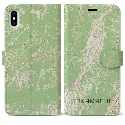 【十日町（新潟県）】地図柄iPhoneケース（手帳タイプ）ナチュラル・iPhone XS Max 用