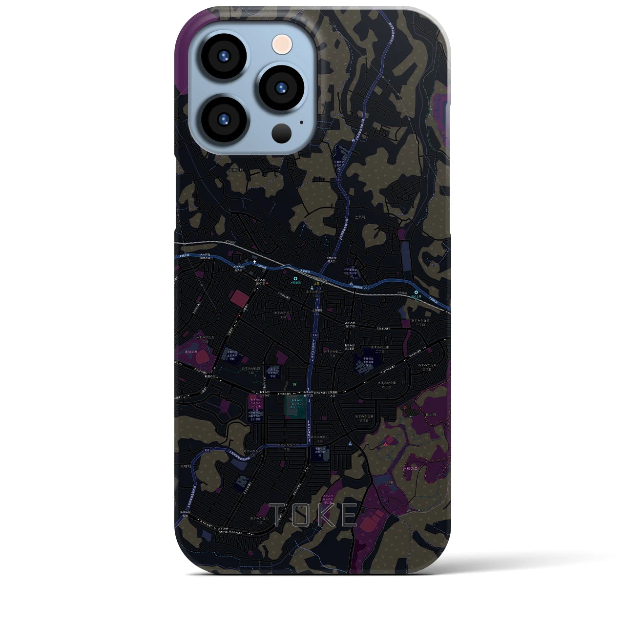【土気】地図柄iPhoneケース（バックカバータイプ・ブラック）iPhone 13 Pro Max 用