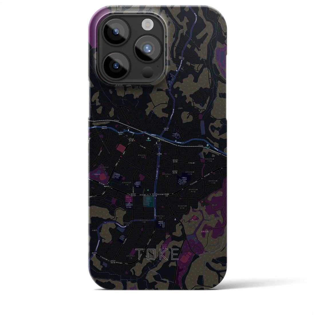 【土気】地図柄iPhoneケース（バックカバータイプ・ブラック）iPhone 15 Pro Max 用