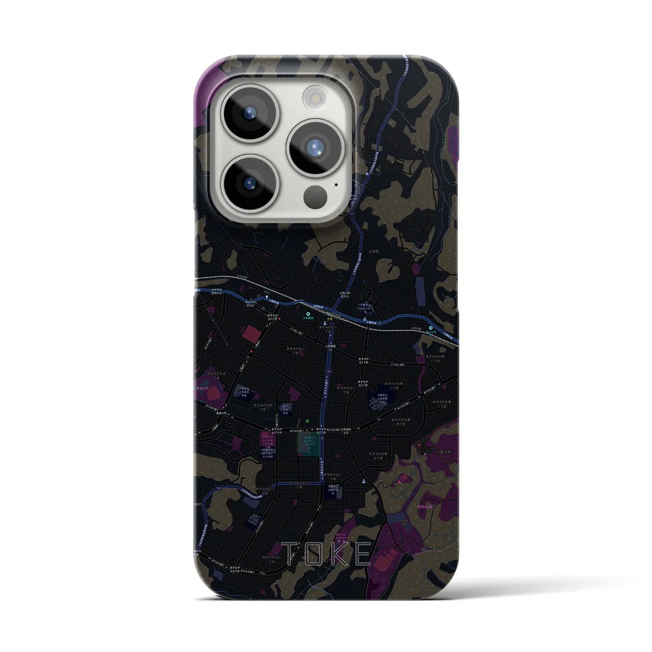 【土気】地図柄iPhoneケース（バックカバータイプ・ブラック）iPhone 15 Pro 用
