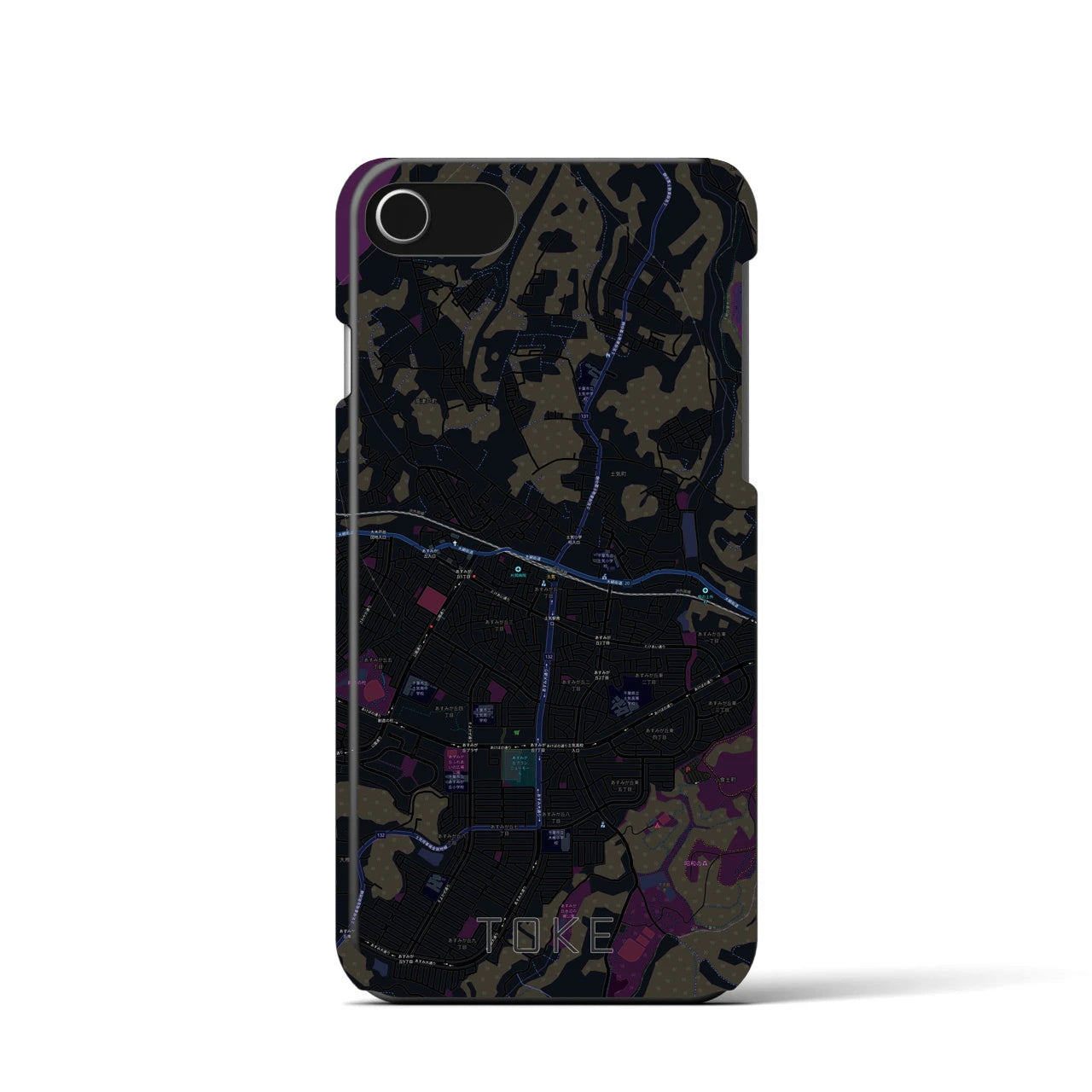 【土気】地図柄iPhoneケース（バックカバータイプ・ブラック）iPhone SE（第3 / 第2世代） / 8 / 7 / 6s / 6 用