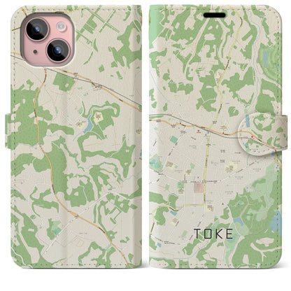【土気（千葉県）】地図柄iPhoneケース（手帳タイプ）ナチュラル・iPhone 15 Plus 用
