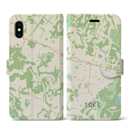 【土気（千葉県）】地図柄iPhoneケース（手帳タイプ）ナチュラル・iPhone XS / X 用