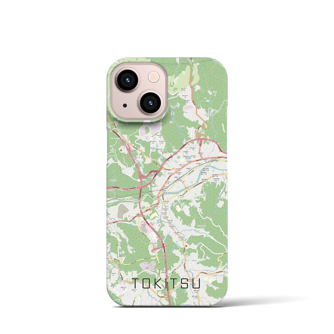 【土岐津】地図柄iPhoneケース（バックカバータイプ・ナチュラル）iPhone 13 mini 用