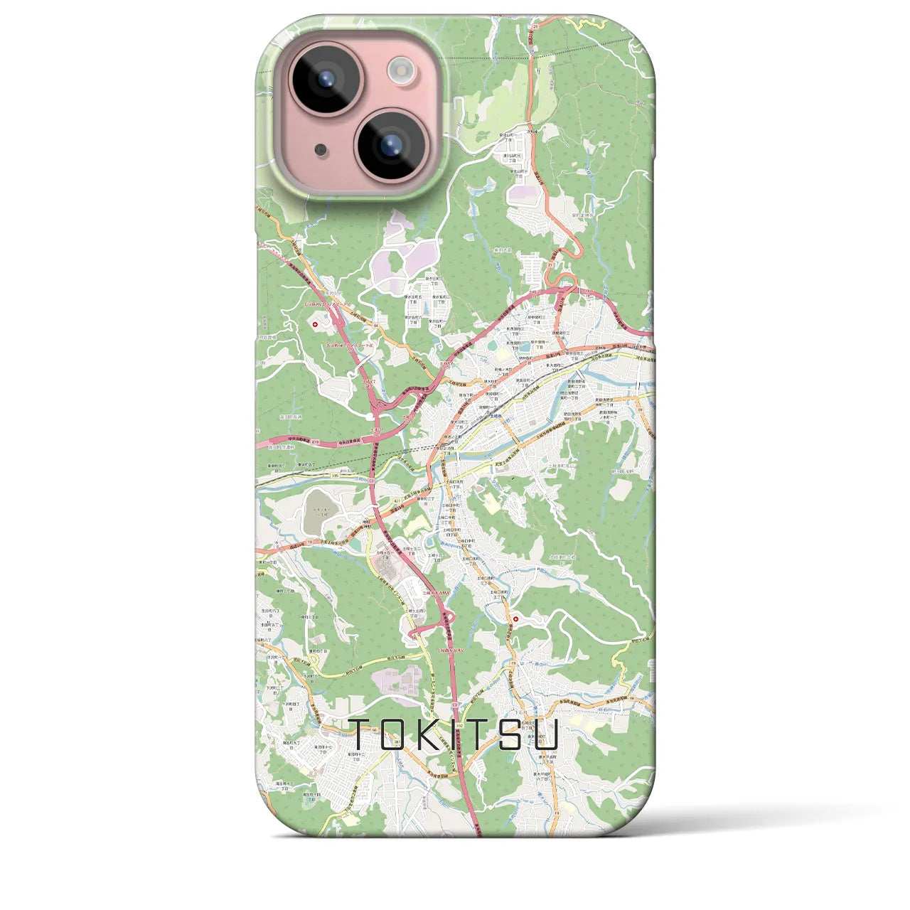 【土岐津】地図柄iPhoneケース（バックカバータイプ・ナチュラル）iPhone 15 Plus 用