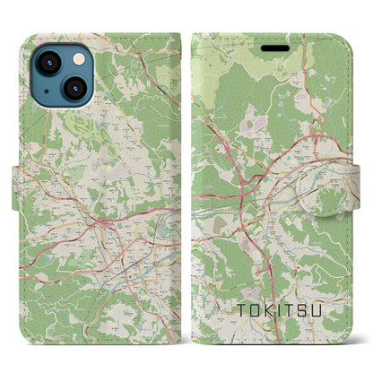 【土岐津（岐阜県）】地図柄iPhoneケース（手帳タイプ）ナチュラル・iPhone 13 用