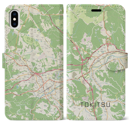【土岐津（岐阜県）】地図柄iPhoneケース（手帳タイプ）ナチュラル・iPhone XS Max 用