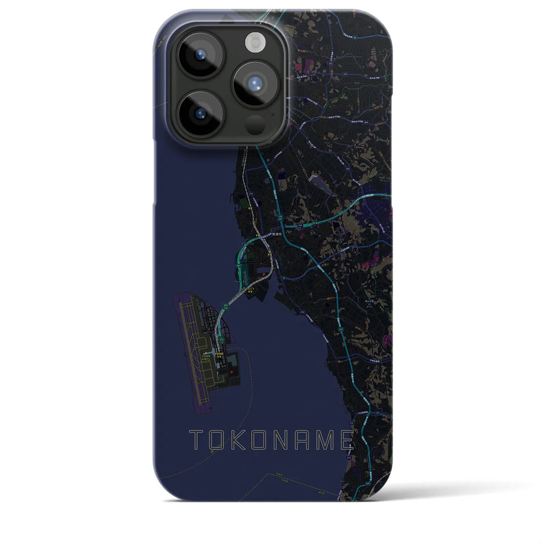 【常滑】地図柄iPhoneケース（バックカバータイプ・ブラック）iPhone 15 Pro Max 用