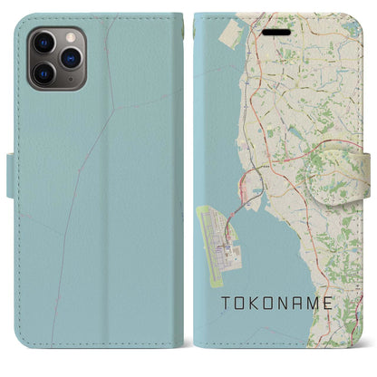 【常滑（愛知県）】地図柄iPhoneケース（手帳タイプ）ナチュラル・iPhone 11 Pro Max 用