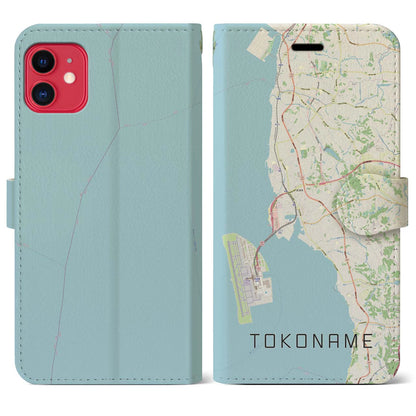【常滑（愛知県）】地図柄iPhoneケース（手帳タイプ）ナチュラル・iPhone 11 用