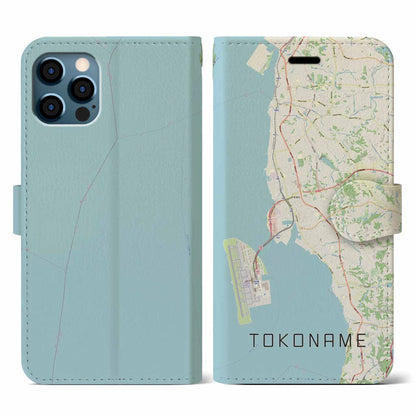 【常滑（愛知県）】地図柄iPhoneケース（手帳タイプ）ナチュラル・iPhone 12 / 12 Pro 用