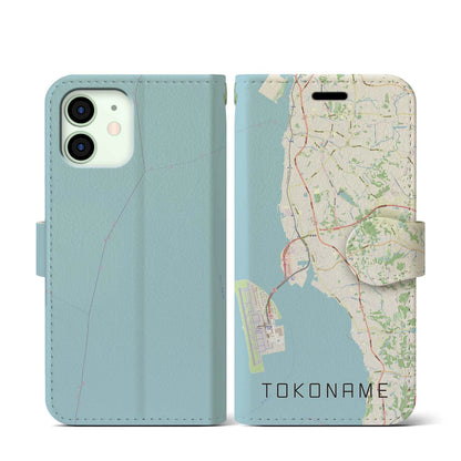 【常滑（愛知県）】地図柄iPhoneケース（手帳タイプ）ナチュラル・iPhone 12 mini 用