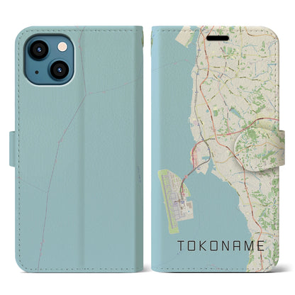 【常滑（愛知県）】地図柄iPhoneケース（手帳タイプ）ナチュラル・iPhone 13 用
