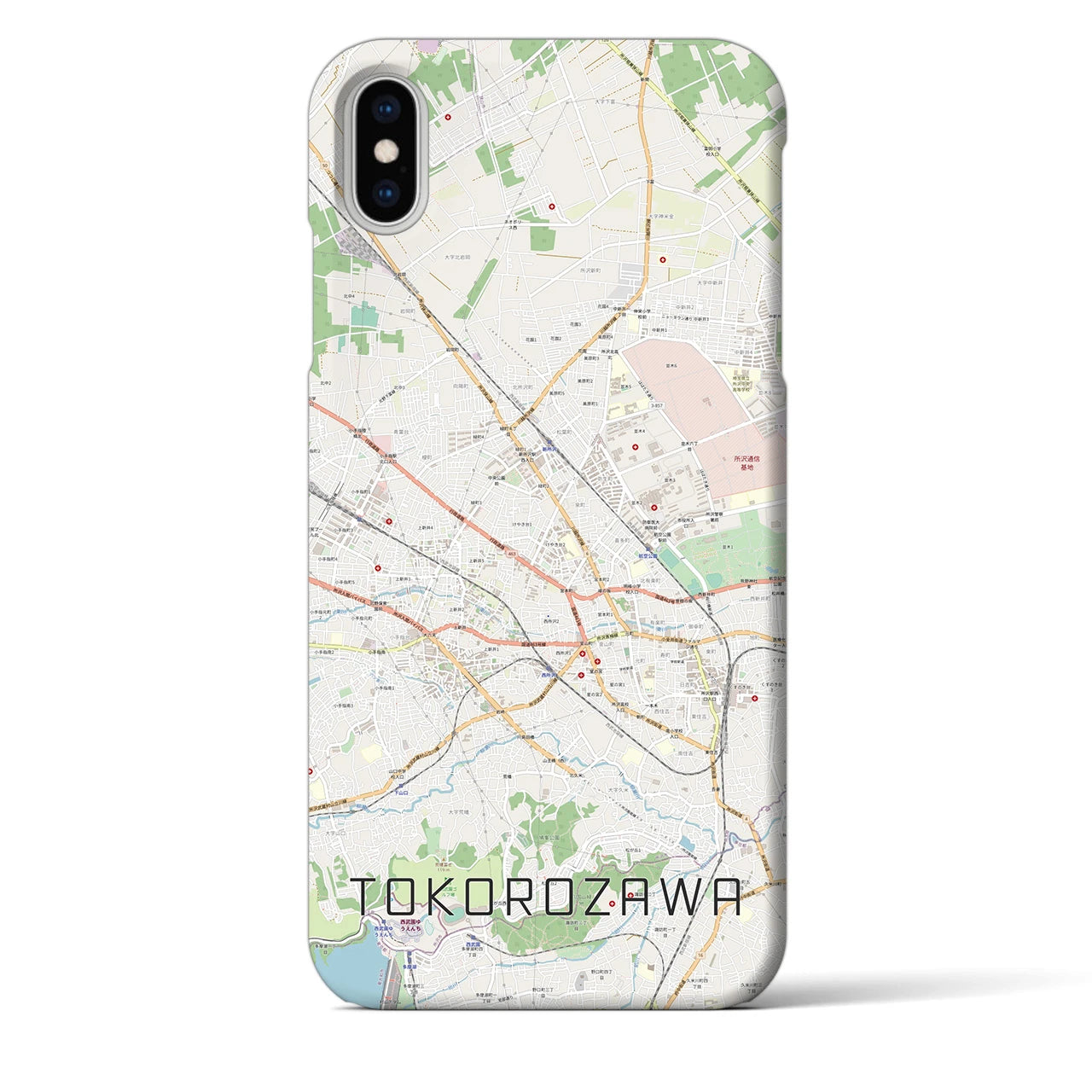 【所沢2】地図柄iPhoneケース（バックカバータイプ・ナチュラル）iPhone XS Max 用