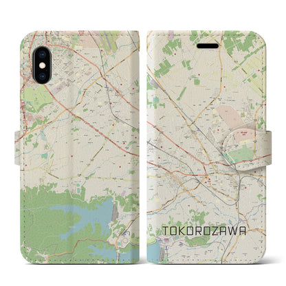 【所沢2（埼玉県）】地図柄iPhoneケース（手帳タイプ）ナチュラル・iPhone XS / X 用