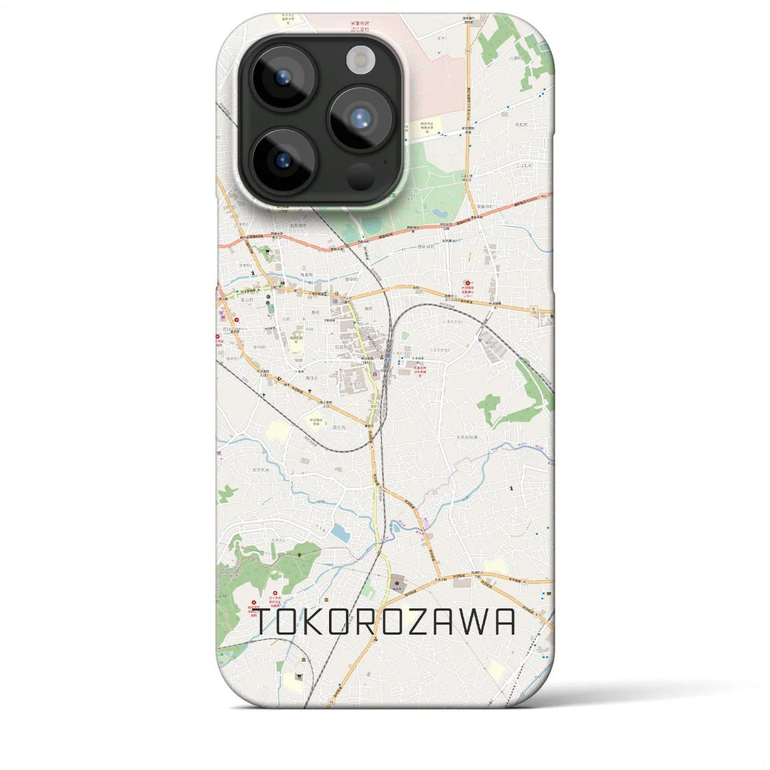 【所沢】地図柄iPhoneケース（バックカバータイプ・ナチュラル）iPhone 15 Pro Max 用