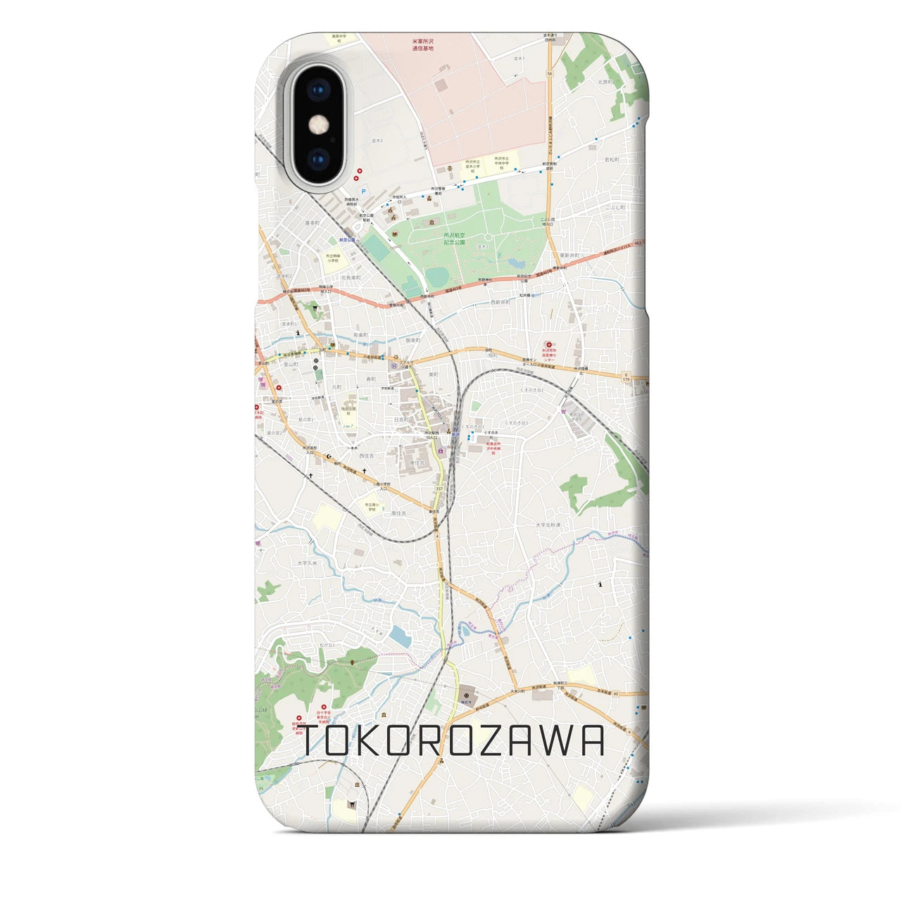 【所沢】地図柄iPhoneケース（バックカバータイプ・ナチュラル）iPhone XS Max 用