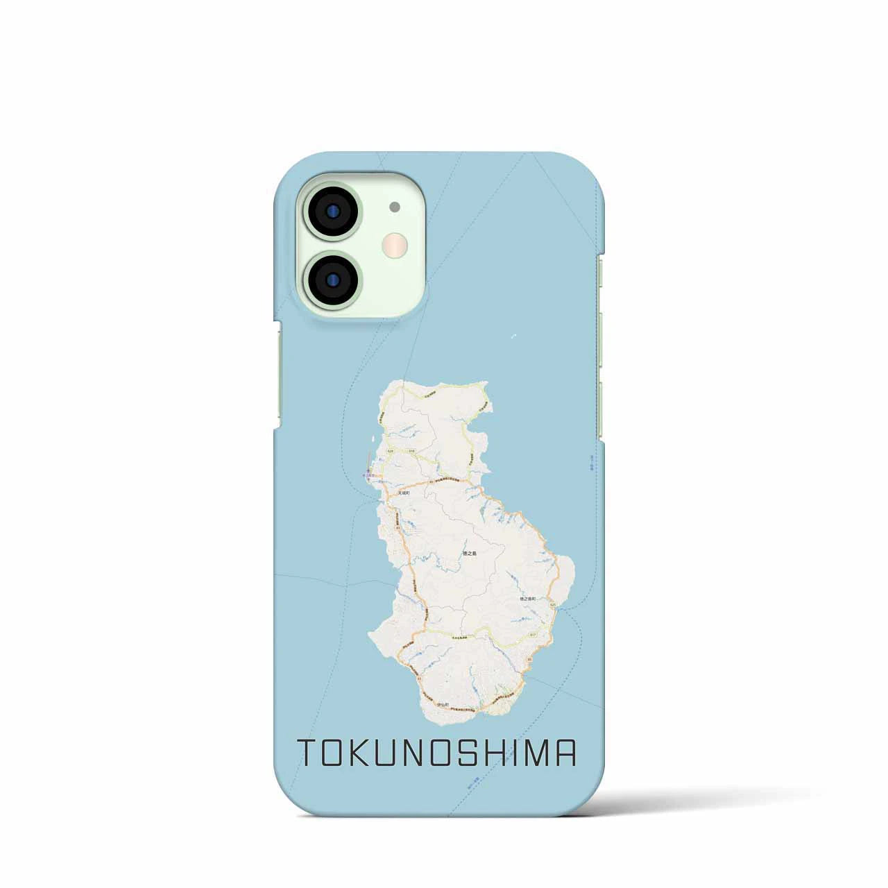 【徳之島】地図柄iPhoneケース（バックカバータイプ・ナチュラル）iPhone 12 mini 用