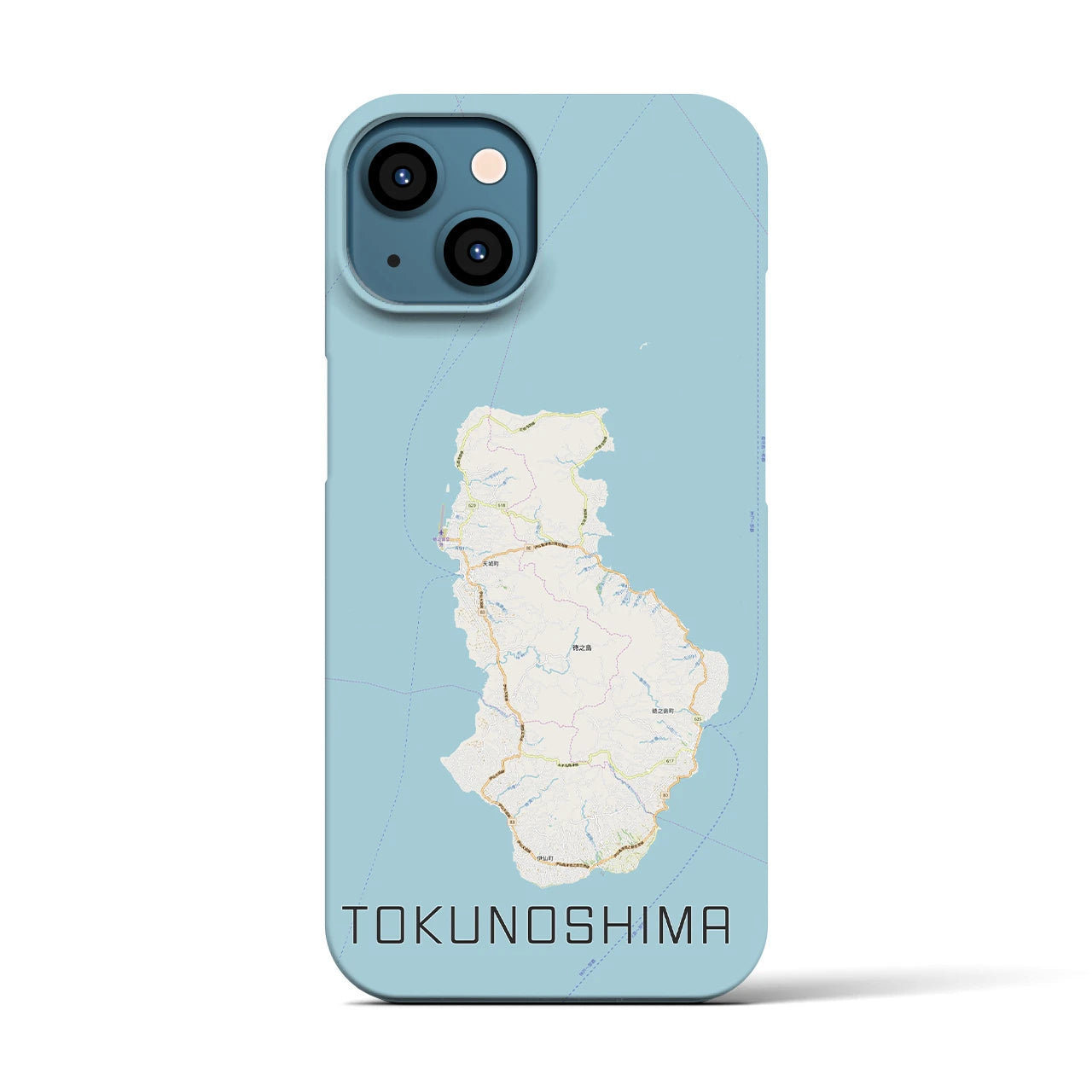 【徳之島】地図柄iPhoneケース（バックカバータイプ・ナチュラル）iPhone 13 用