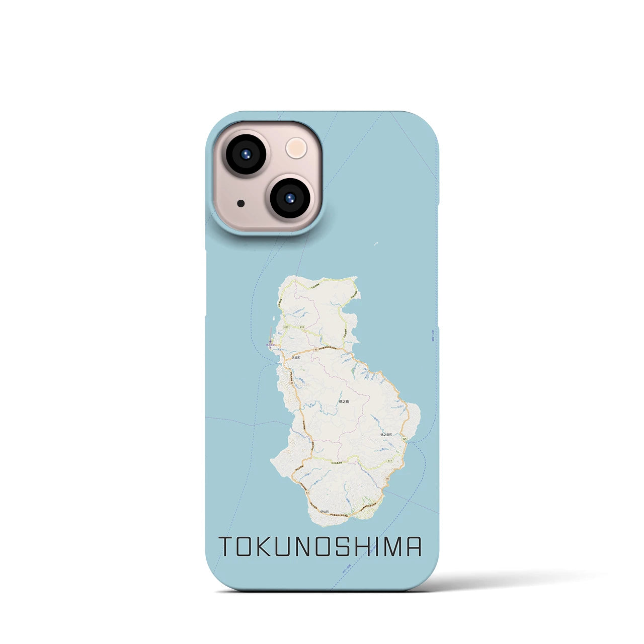 【徳之島】地図柄iPhoneケース（バックカバータイプ・ナチュラル）iPhone 13 mini 用