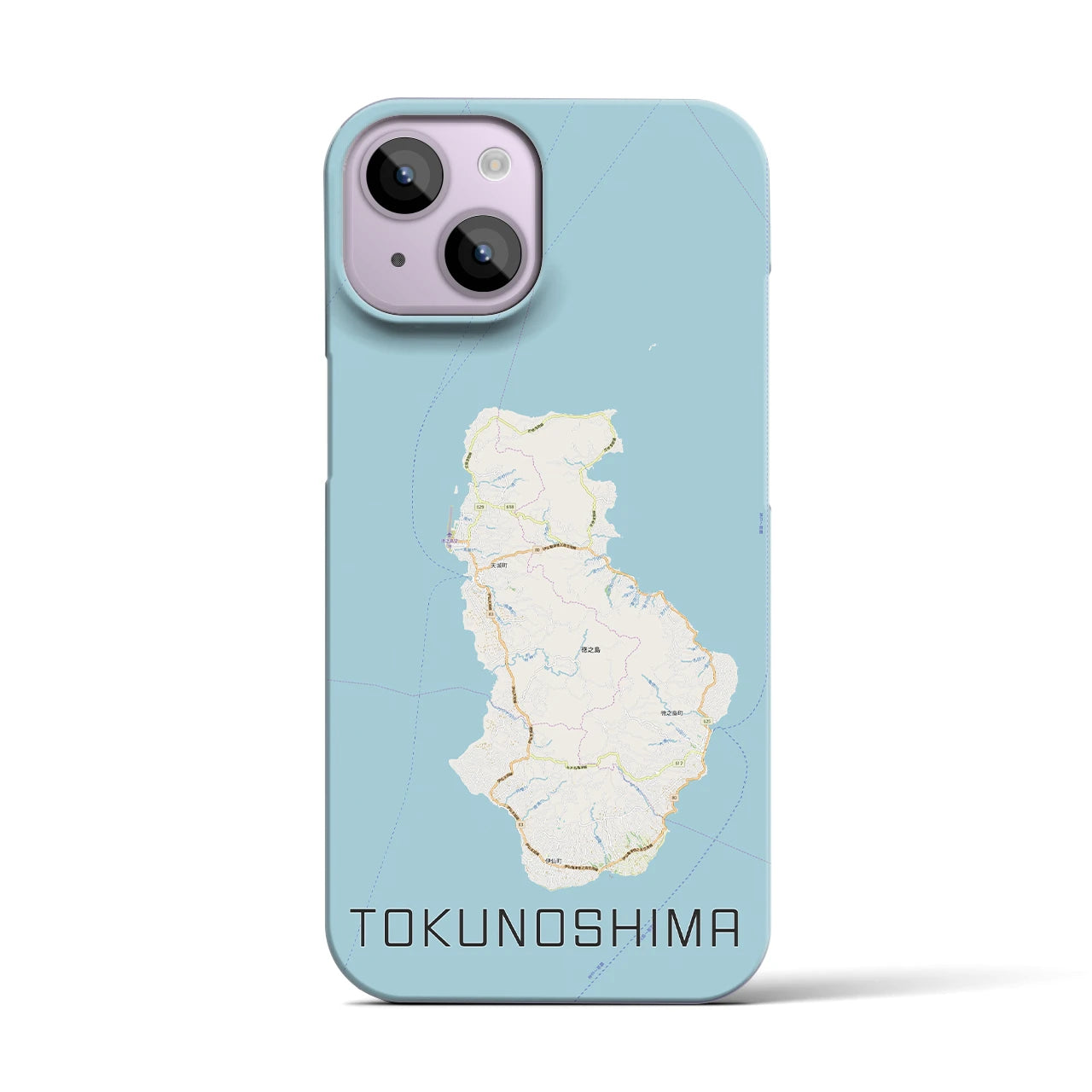 【徳之島】地図柄iPhoneケース（バックカバータイプ・ナチュラル）iPhone 14 用