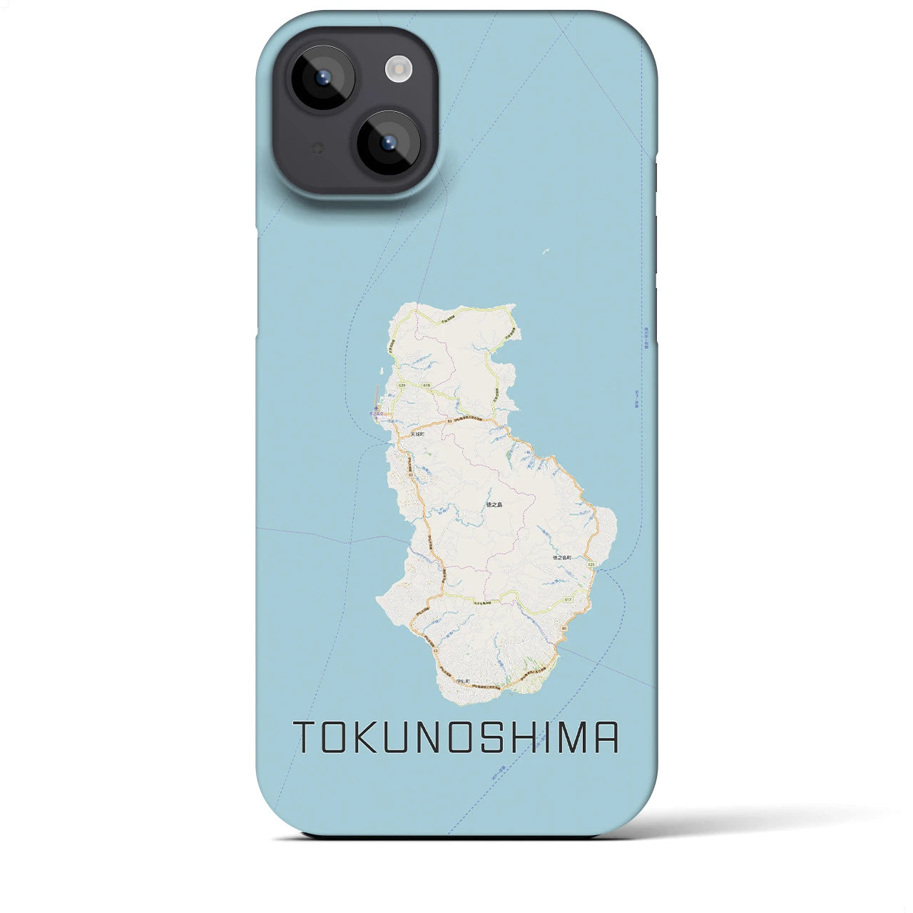 【徳之島】地図柄iPhoneケース（バックカバータイプ・ナチュラル）iPhone 14 Plus 用