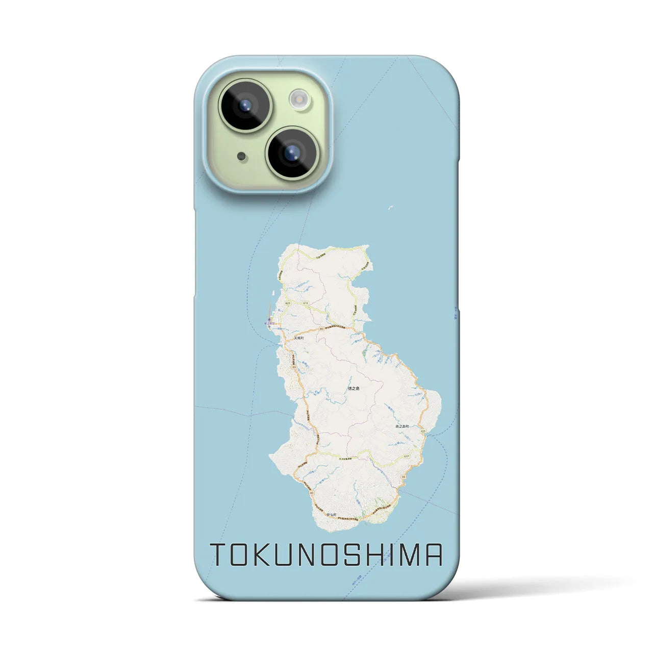 【徳之島】地図柄iPhoneケース（バックカバータイプ・ナチュラル）iPhone 15 用