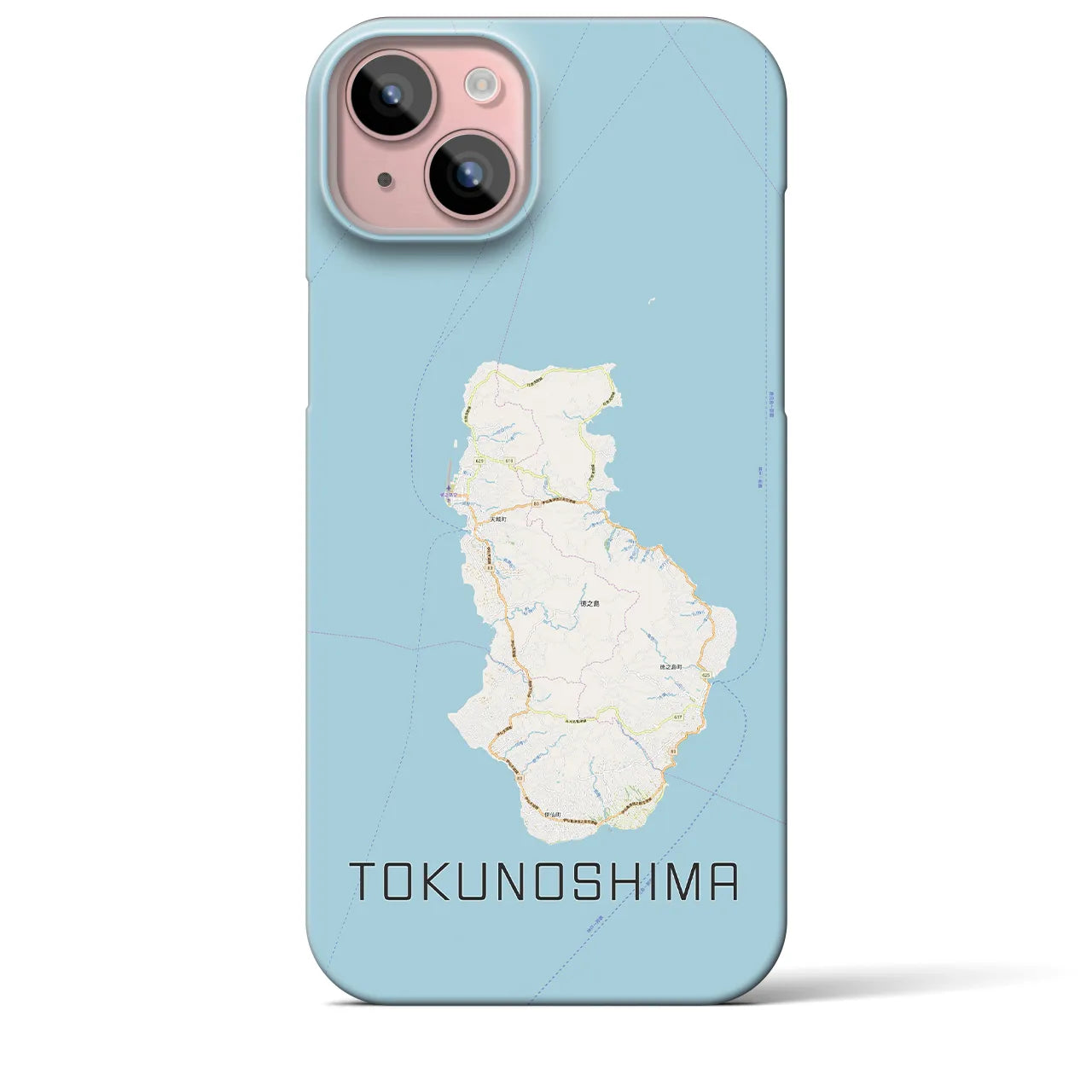 【徳之島】地図柄iPhoneケース（バックカバータイプ・ナチュラル）iPhone 15 Plus 用