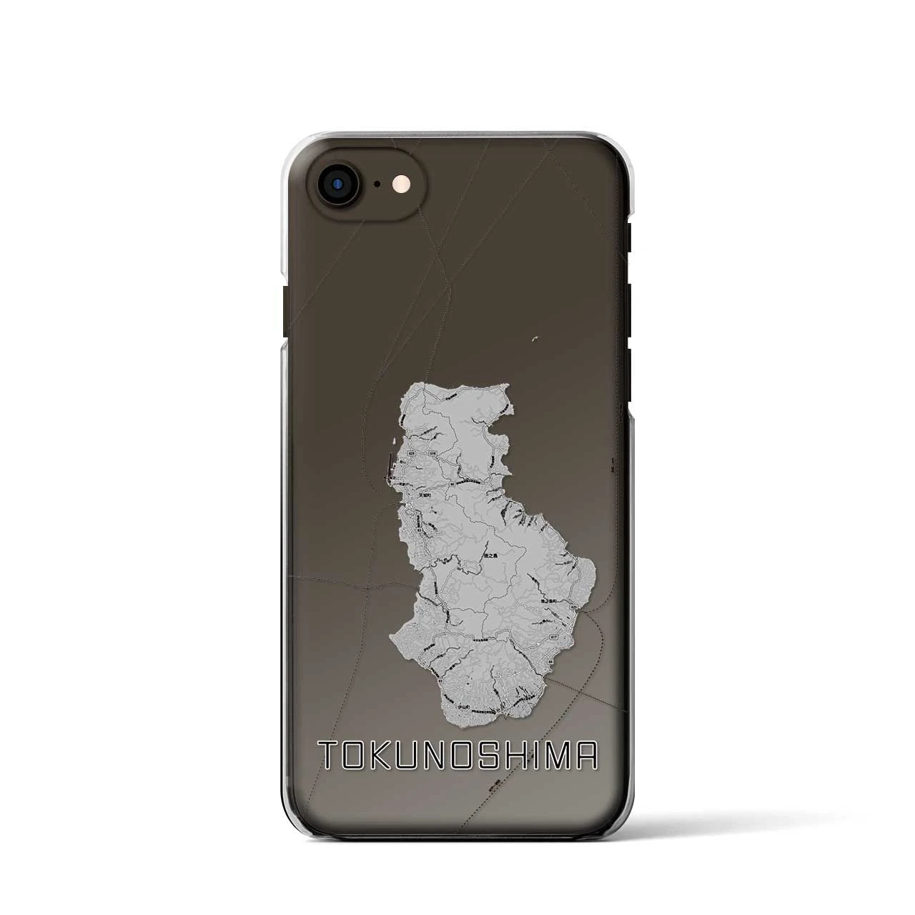 【徳之島】地図柄iPhoneケース（クリアタイプ・モノトーン）iPhone SE（第3 / 第2世代） / 8 / 7 / 6s / 6 用