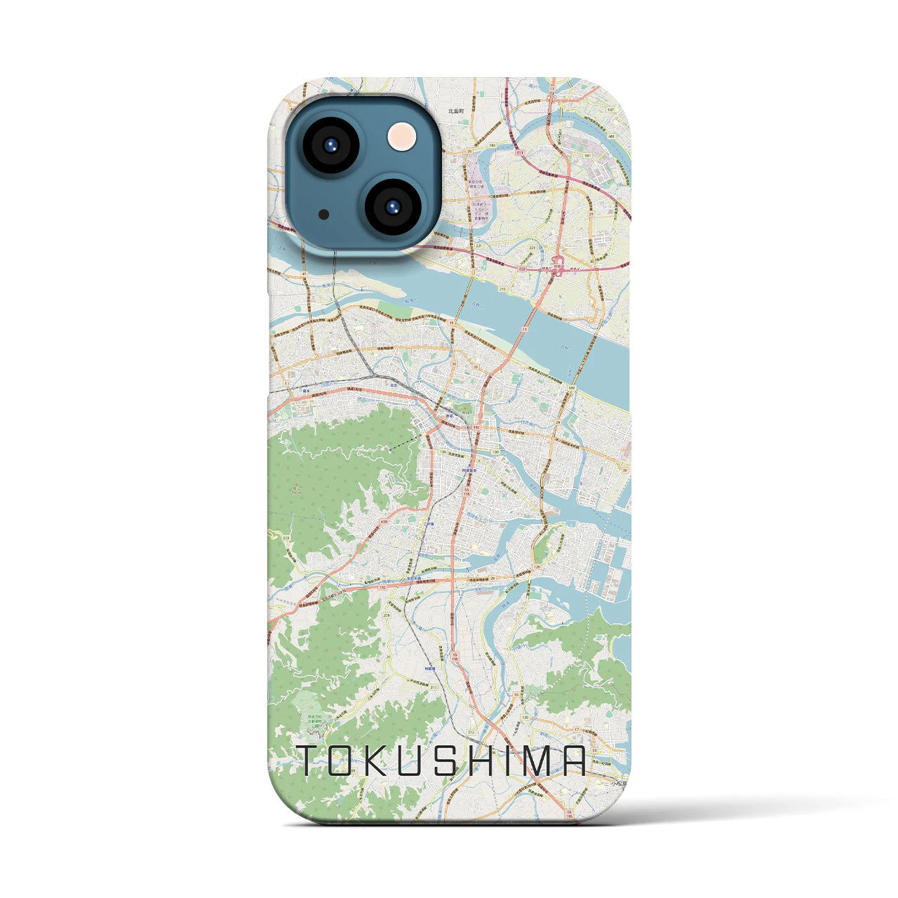 【徳島】地図柄iPhoneケース（バックカバータイプ・ナチュラル）iPhone 13 用
