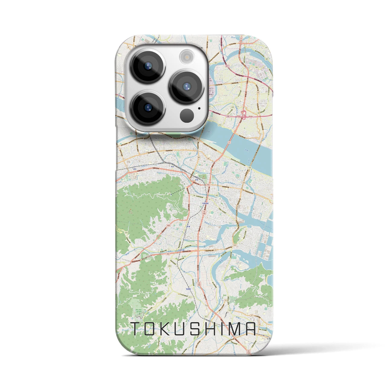 【徳島】地図柄iPhoneケース（バックカバータイプ・ナチュラル）iPhone 14 Pro 用