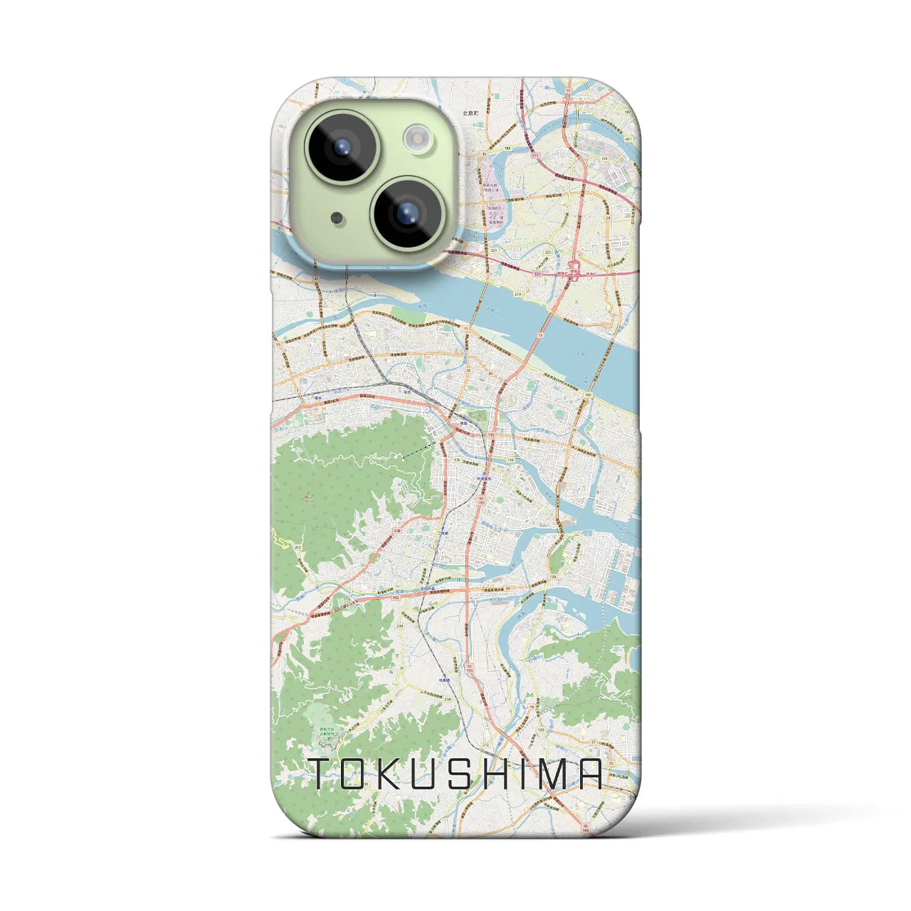 【徳島】地図柄iPhoneケース（バックカバータイプ・ナチュラル）iPhone 15 用