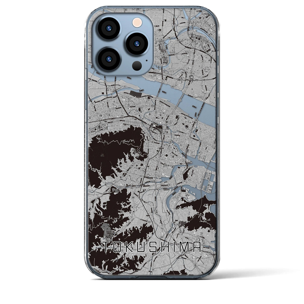 【徳島】地図柄iPhoneケース（クリアタイプ・モノトーン）iPhone 13 Pro Max 用