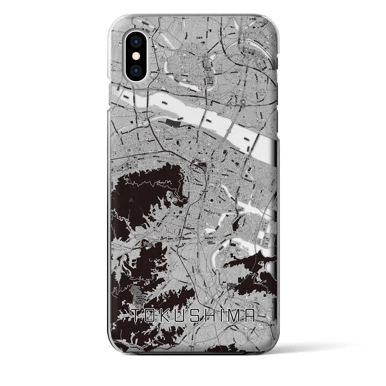【徳島】地図柄iPhoneケース（クリアタイプ・モノトーン）iPhone XS Max 用