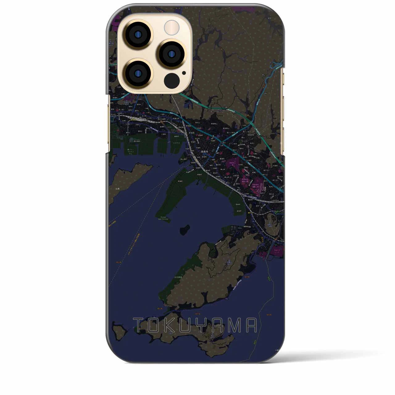 【徳山】地図柄iPhoneケース（バックカバータイプ・ブラック）iPhone 12 Pro Max 用