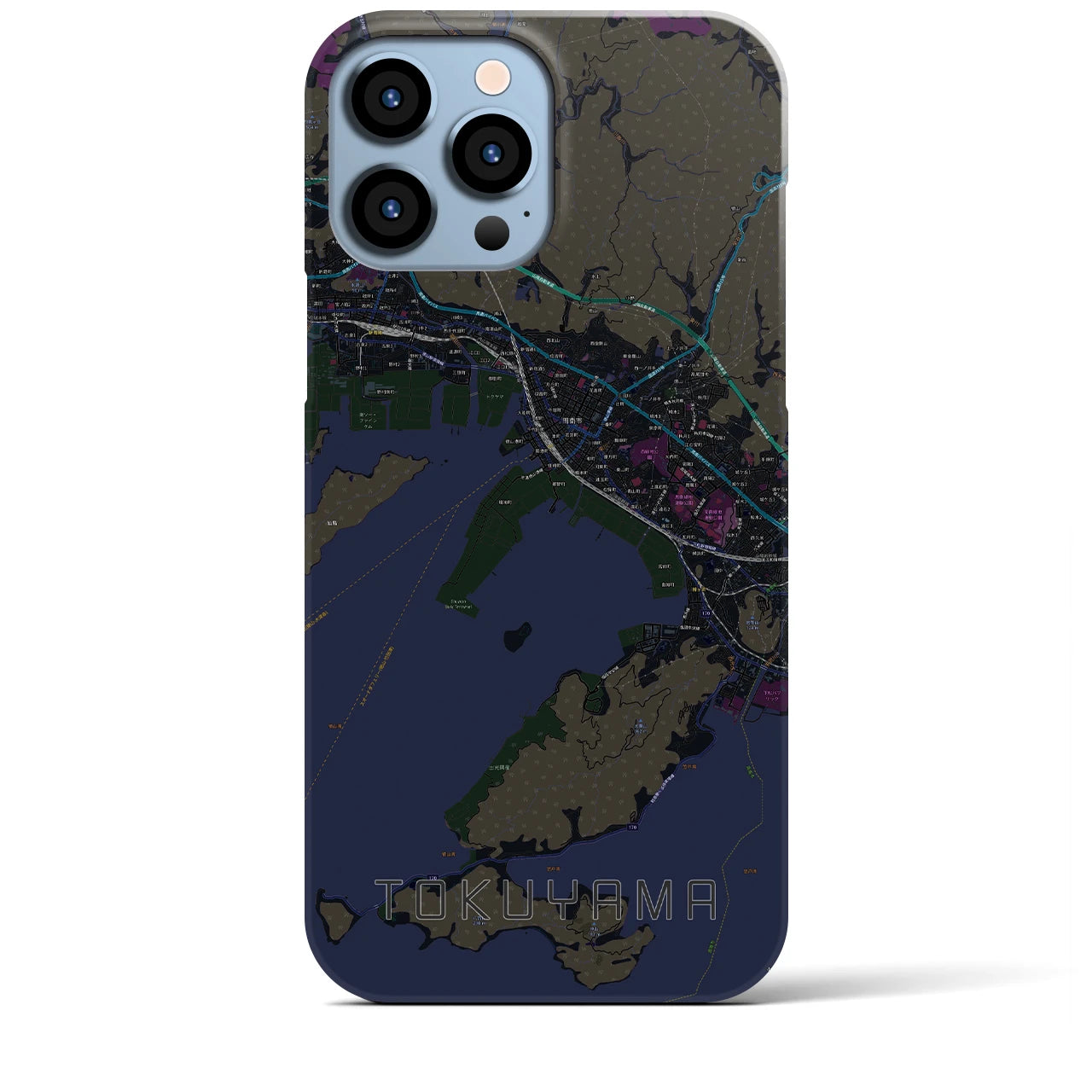 【徳山】地図柄iPhoneケース（バックカバータイプ・ブラック）iPhone 13 Pro Max 用