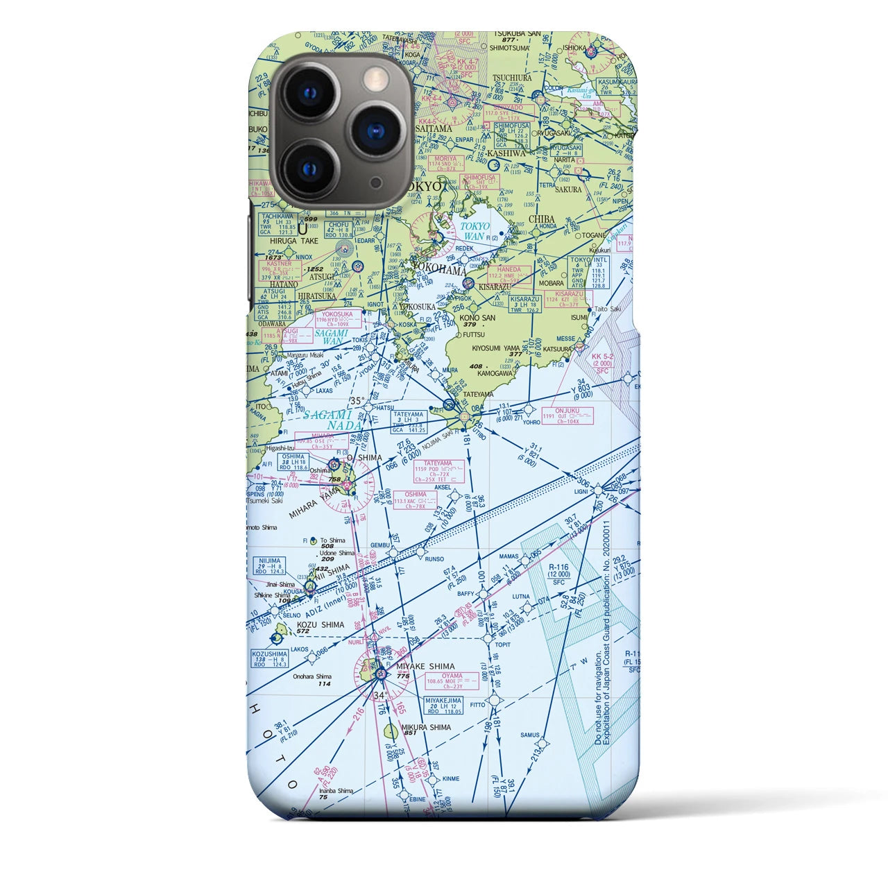 【東京航空図】地図柄iPhoneケース（バックカバータイプ・デイタイムフライト）iPhone 11 Pro Max 用