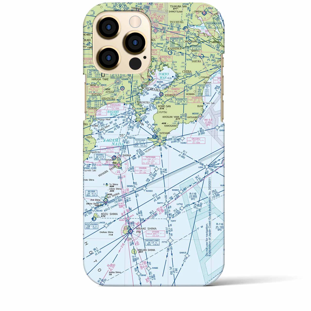 【東京航空図】地図柄iPhoneケース（バックカバータイプ・デイタイムフライト）iPhone 12 Pro Max 用