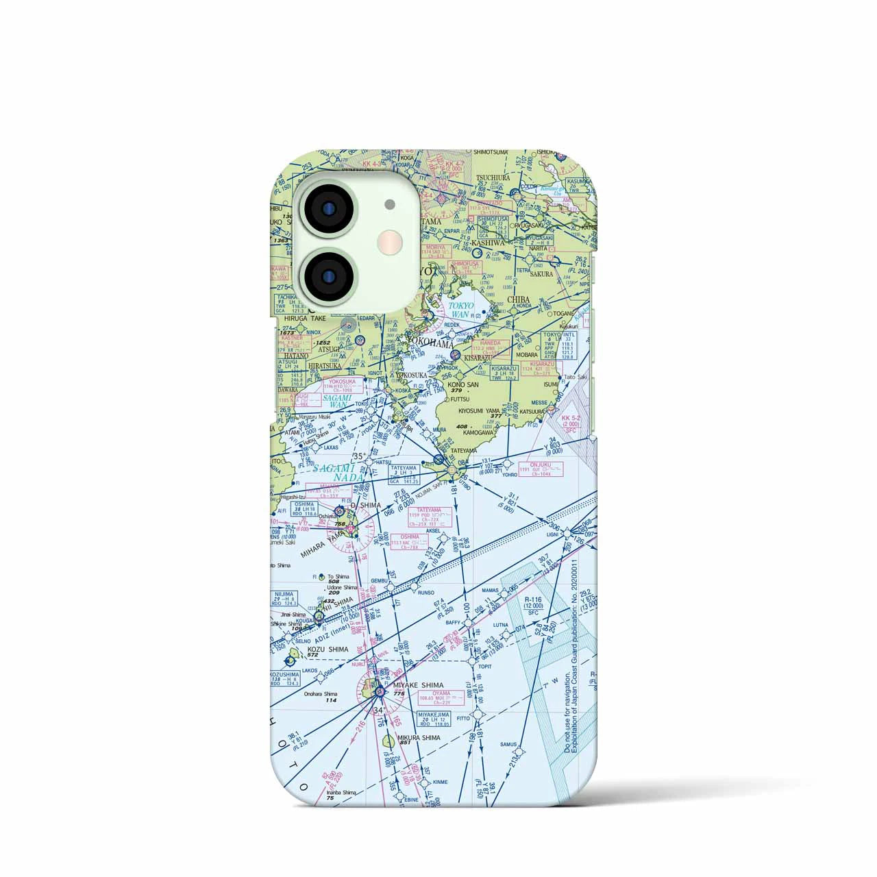 【東京航空図】地図柄iPhoneケース（バックカバータイプ・デイタイムフライト）iPhone 12 mini 用