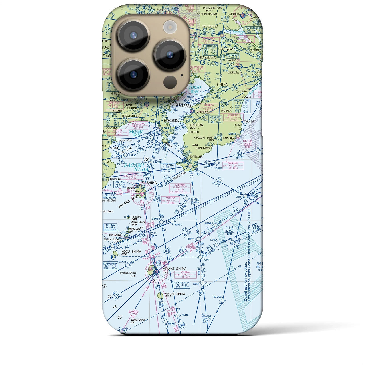【東京航空図】地図柄iPhoneケース（バックカバータイプ・デイタイムフライト）iPhone 14 Pro Max 用