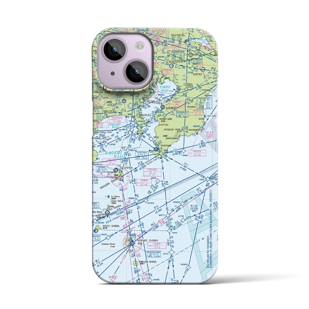 【東京航空図】地図柄iPhoneケース（バックカバータイプ・デイタイムフライト）iPhone 14 用